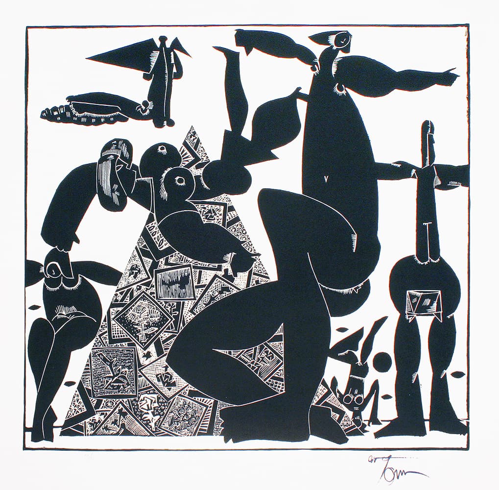 Action expressionism, Ontario artist, abstraction, Venice Bienanale, Toronto, Painters eleven, linocut, black and white, ink, series, myth, pyramid