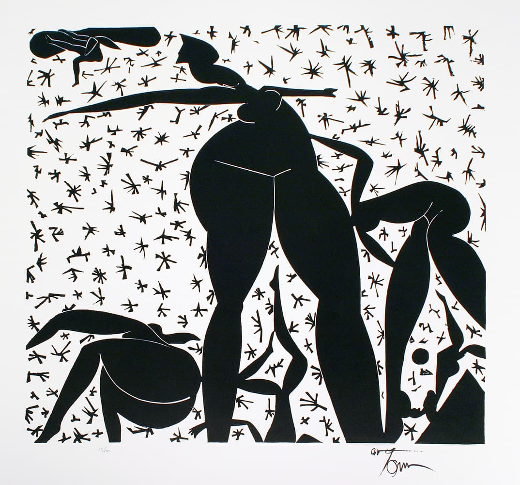 Action expressionism, Ontario artist, abstraction, Venice Bienanale, Toronto, Painters eleven, linocut, black and white, ink, stars, dancing