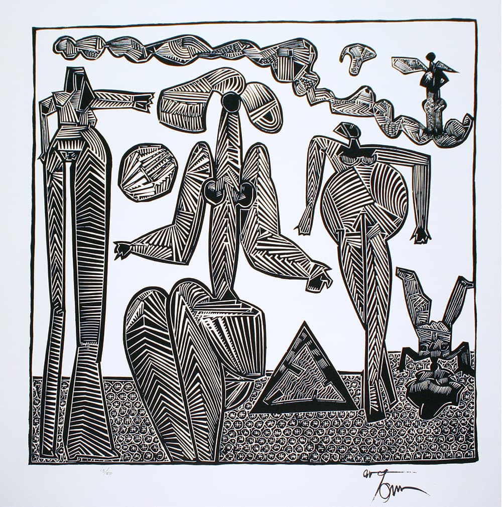 Action expressionism, Ontario artist, abstraction, Venice Bienanale, Toronto, Painters eleven, linocut, black and white, ink, Florence, mythology, Egypt