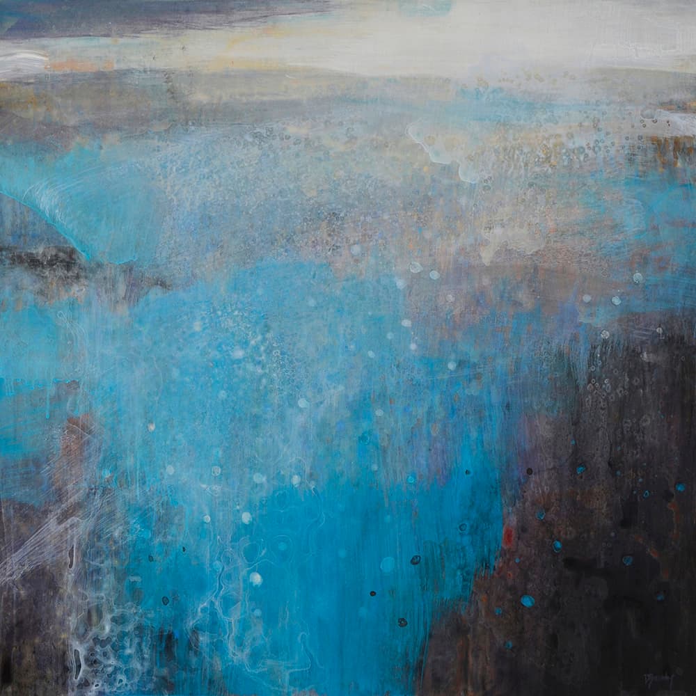 abstraction, landscape, layers, watery, soft, autumn, fall, earth tones subtle, ranch, blue