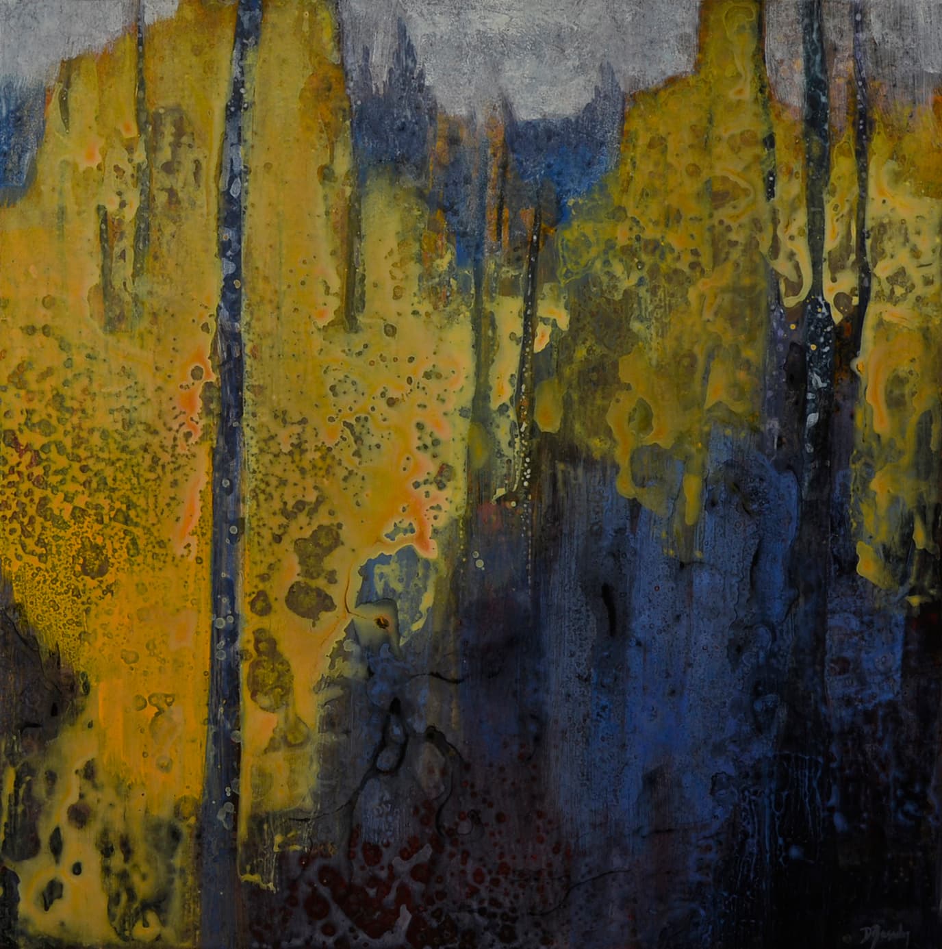 trees, golden, sapphire, forest