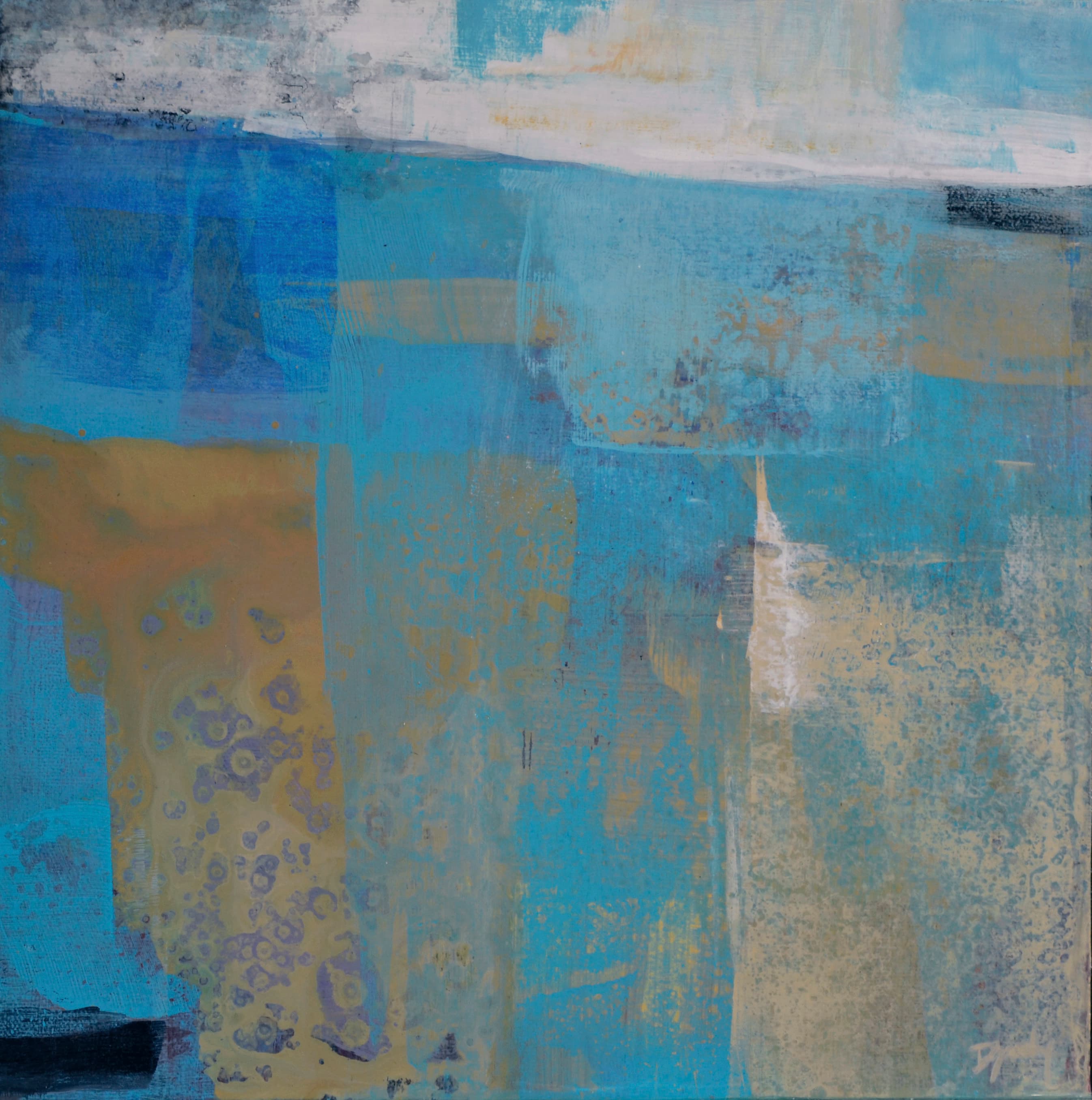 blue, abstracted, layered