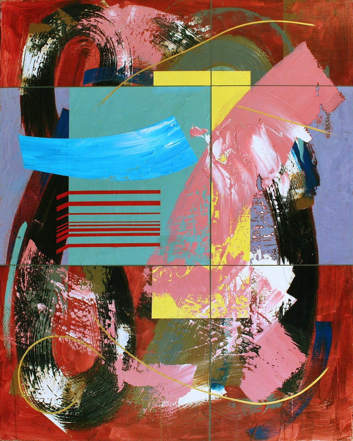 Abstraction, meditation, Toronto, colour field, muted, red, strong, form, colourful