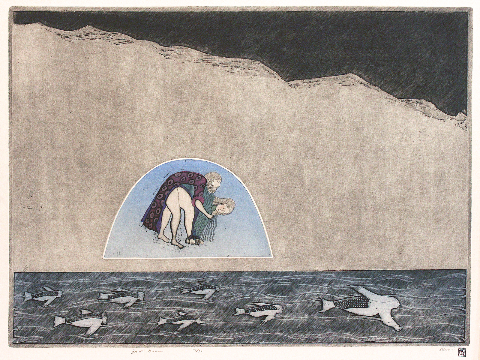 cave, etching, racy, Japanese, professor