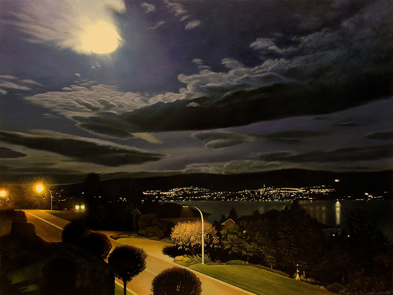 Nocturne, moon, full, dark lighting, Kelowna, street, lighting, eerie