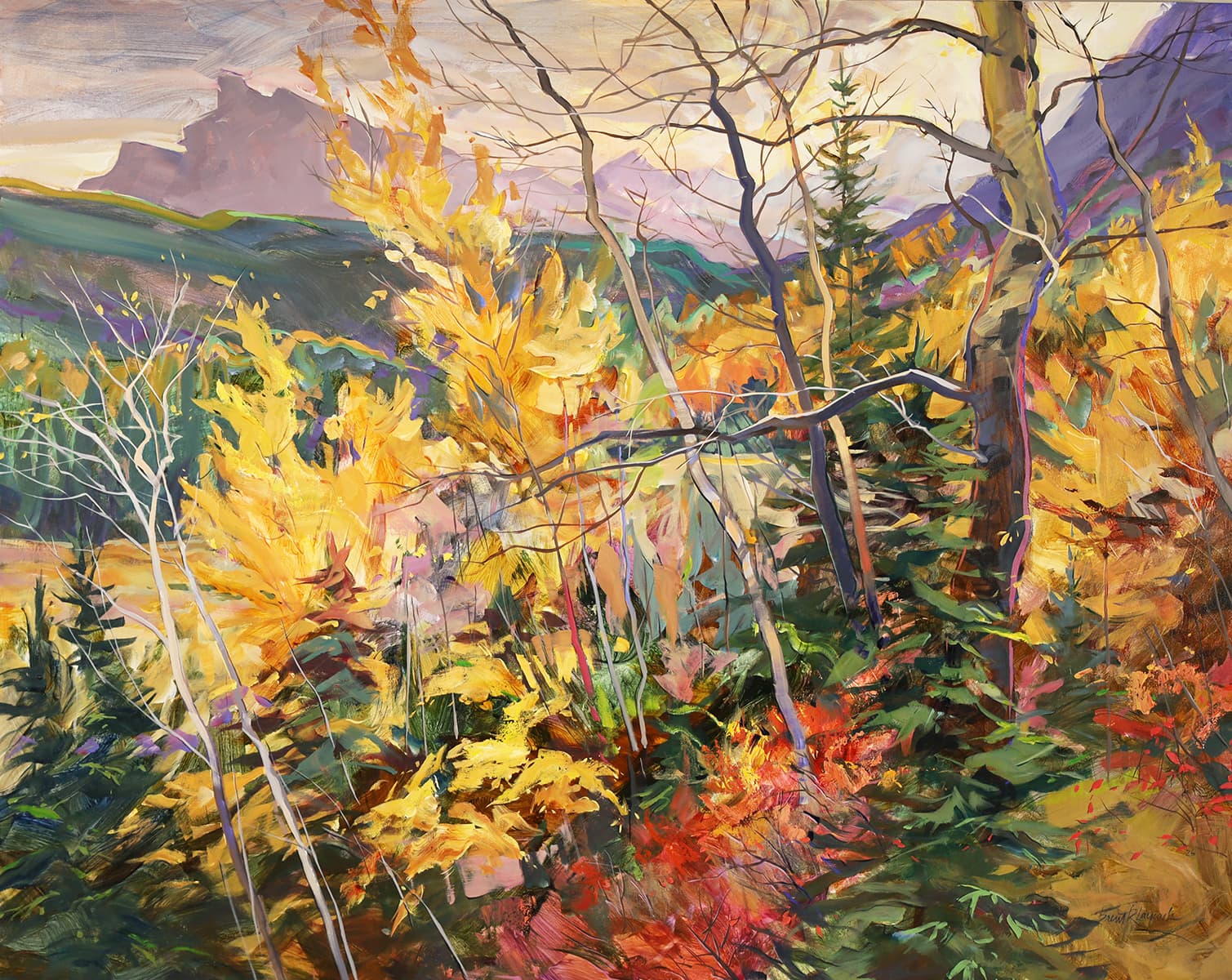 Rundle Mountain, Rockies, colourful, Fall, Autumn, Painterly, Canadian