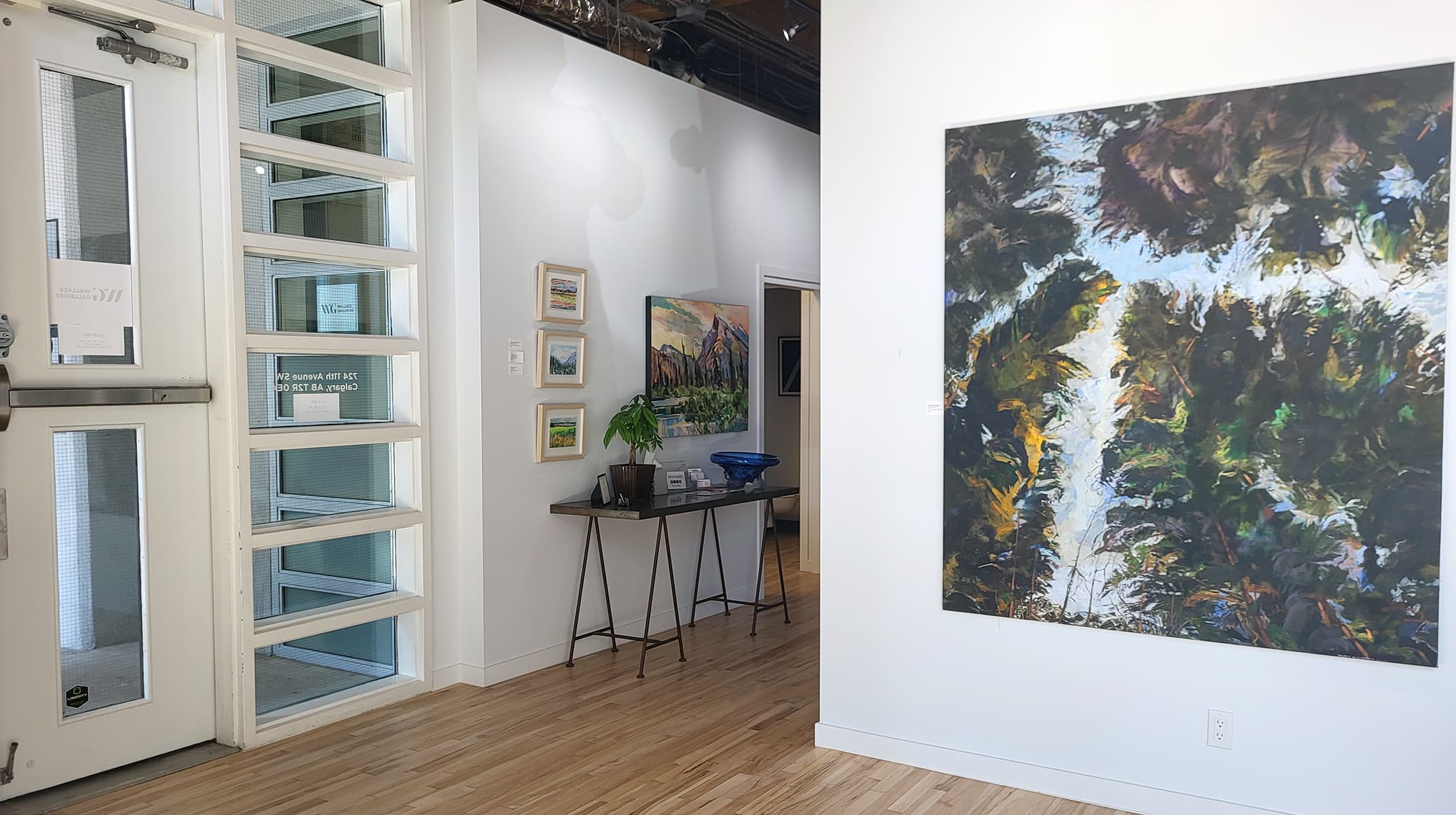 Entrance of Wallace Galleries with Works here by Dorothy Knowles, Brent Laycock.